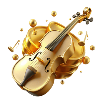 beautiful vintage Golden Violin 3D Render Music Illustration original png