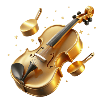beautiful abstract Golden Violin 3D Render exclusive png