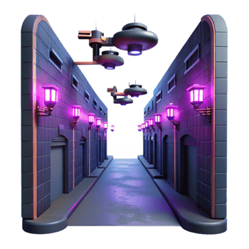Cyberpunk Alley 3D Render png