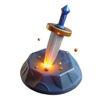 impressive artistic 3D Render Glowing Sword in Stone professional png