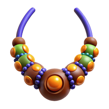 wonderful classic 3D Render Colorful Bead Necklace Illustration high quality png