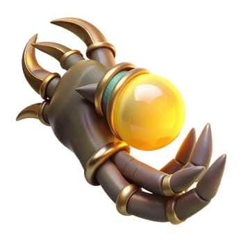 stunning rustic 3D Render Golden Clawed Hand Holding Orb high quality png