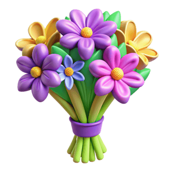 wonderful rustic 3D Render Colorful Flower Bouquet detailed png