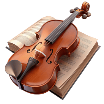 wonderful minimalist Violin on Book 3D Illustration high quality png