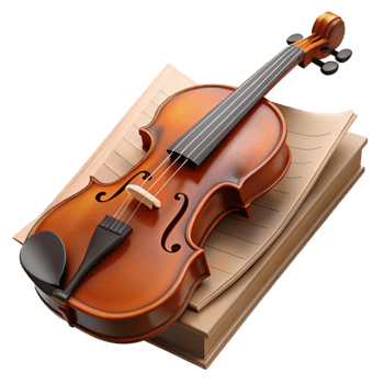 serene traditional Violin on Sheet Music Book 3D Illustration original png