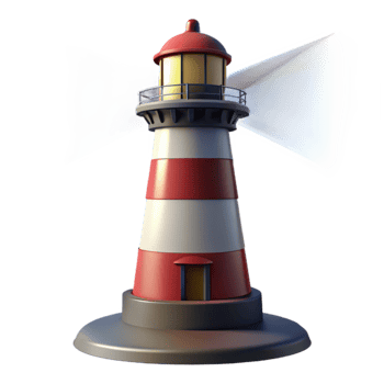 elegant minimalist Lighthouse 3D Model Red and White Stripes high resolution png