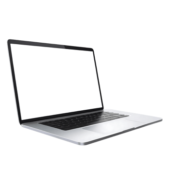 Sleek Silver Laptop with Blank White Screen Displaying Modern Technology and Digital Workspace png