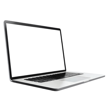 A laptop computer with a blank screen on a black background png