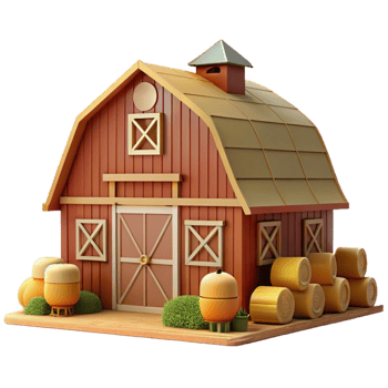 stunning traditional Farm Barn 3D Render Illustration professional png