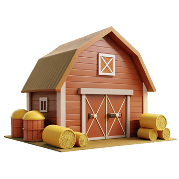 wonderful creative Farm Barn 3D Render Illustration exclusive png