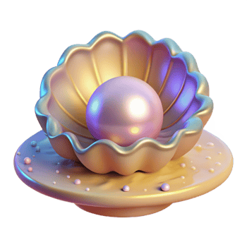 wonderful creative Pearl in Shell 3D Render high quality png