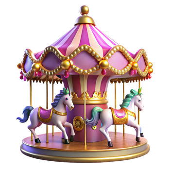 beautiful classic Pink Carousel 3D Render professional png