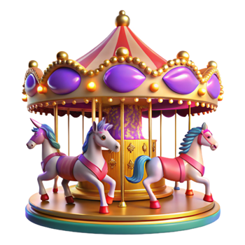 impressive contemporary Whimsical Carousel 3D Render authentic png