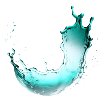 A blue liquid splash is shown on a black background png