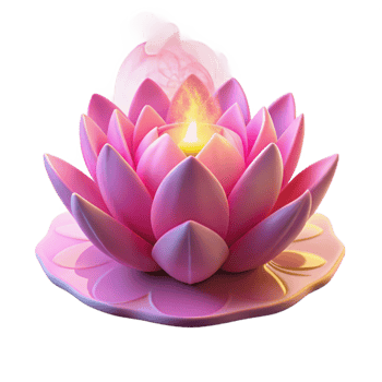 Pink Lotus Flower 3D Render with Candle png