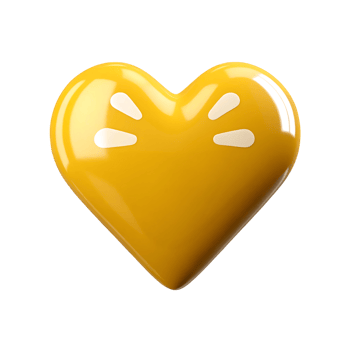 A Shiny Yellow Heart with White Rays of Happiness png