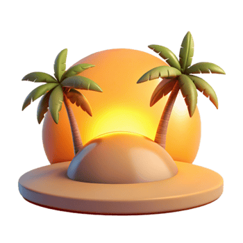 stunning traditional Tropical Sunset Island 3D Render genuine png