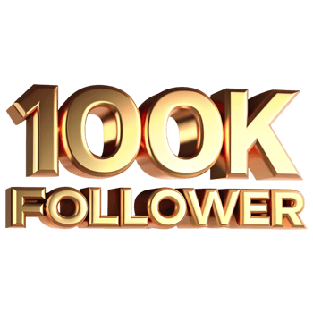 Golden 100K Follower Milestone Celebration Achievement Success png