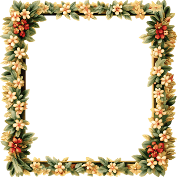A decorative frame with flowers and berries png