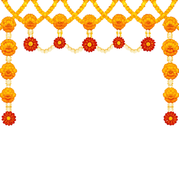 An orange and yellow garland with flowers png