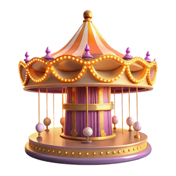 dramatic creative Whimsical Carousel 3D Render 4K png