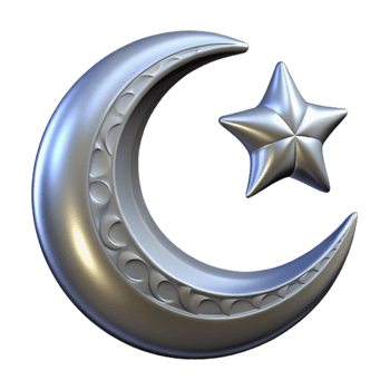stunning contemporary Crescent Moon and Star 3D Render exclusive png