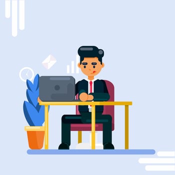 Businessman Working at Desk Flat Illustration vector