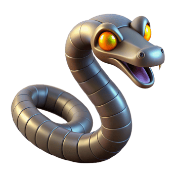 extraordinary artistic 3D Render Metallic Snake Illustration 4K png