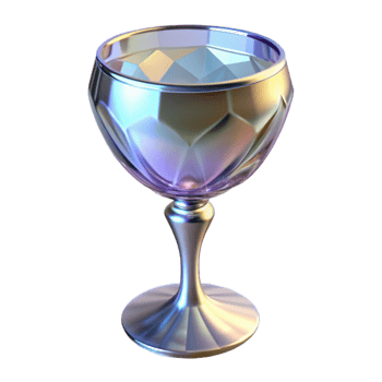 dramatic vintage Iridescent Glass Goblet 3D Render authentic png