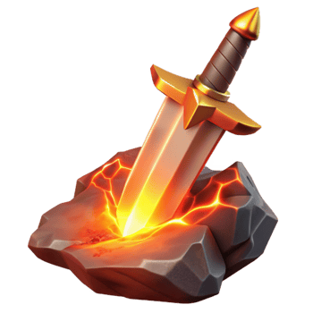 impressive abstract Glowing Sword in Stone 3D Render premium png