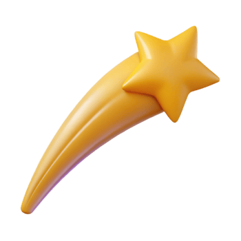 dramatic traditional 3D Render Golden Shooting Star Illustration original png