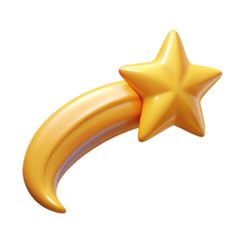 vibrant rustic Golden Shooting Star 3D Render 4K png