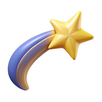 elegant classic 3D Render of a Shooting Star 4K png