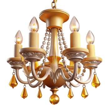 wonderful rustic Elegant 3D Render of a Gold Chandelier 4K png