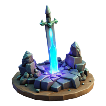 wonderful contemporary Glowing Sword in Rocks 3D Render detailed png