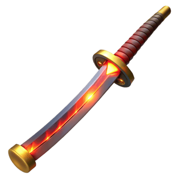 stunning traditional Fiery Katana 3D Render professional png