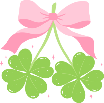 Coquette 4 Leaf Clover cherries liked with pink bow png