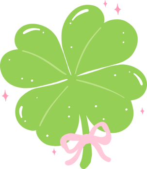 Coquette four Leaf Clover with pink bow png