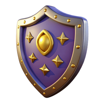 extraordinary traditional Purple and Gold 3D Shield Illustration premium png