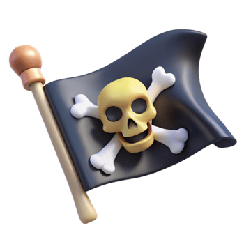 serene contemporary Jolly Roger 3D Render Cartoon Pirate Flag detailed png