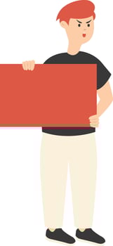 Person Holding Banner Character in Flat Design. vector
