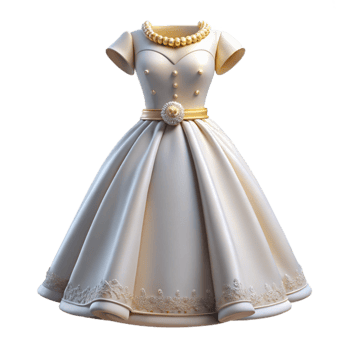 impressive rustic Elegant 3D Render of a Beige Ballgown original png