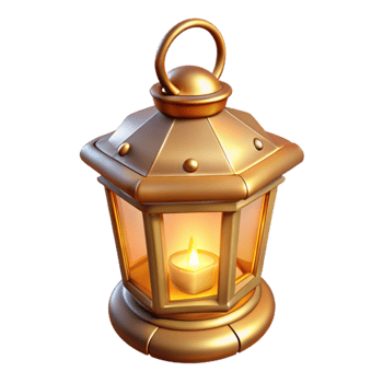 vibrant rustic Golden Lantern 3D Render exclusive png