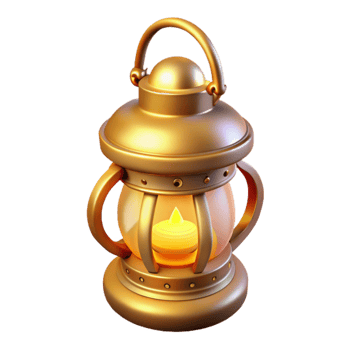 magnificent creative Golden Lantern 3D Render detailed png
