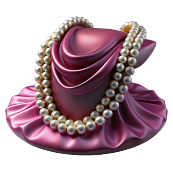 elegant abstract Elegant Pearl Necklace on Pink Silk 3D Render professional png