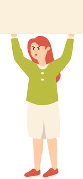 Woman Holding Banner Character in Flat Design. vector