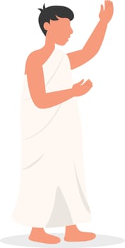 Islamic Hajj Pilgrims Illustration on White Background vector