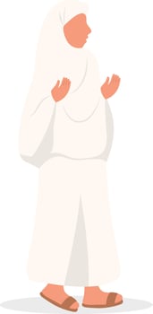 Islamic Hajj Pilgrims Illustration in Flat Cartoon Design vector