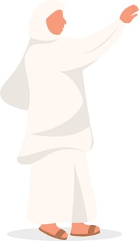 Islamic Hajj Pilgrims in Flat Design. vector