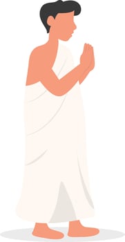 Islamic Hajj Pilgrims Illustration with Flat Design. vector
